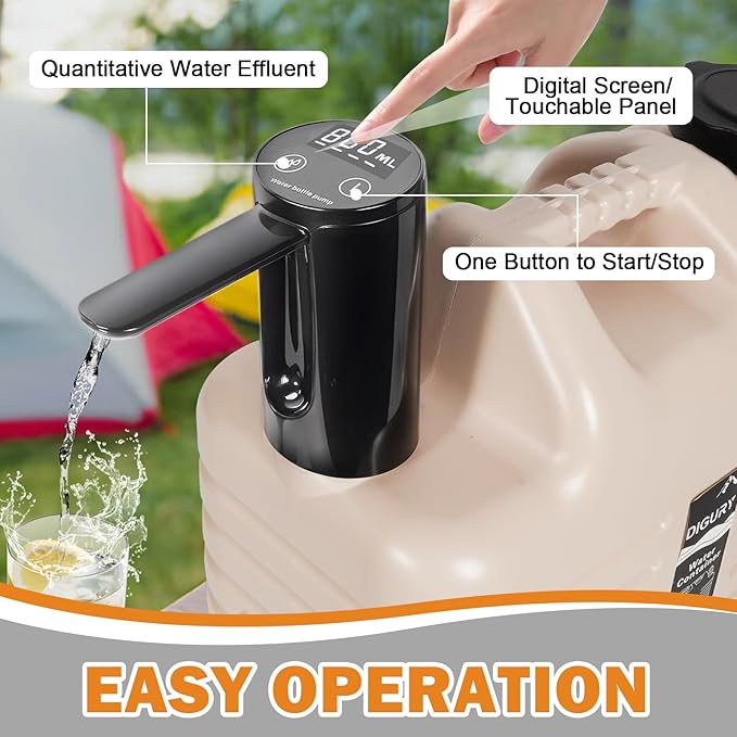 5 Gallon Water Jug with Electric Water Dispenser 2000mAh Automatic Type-C Rechargeable Water Pump BPA Free Camping Water Container Tank No Leakage