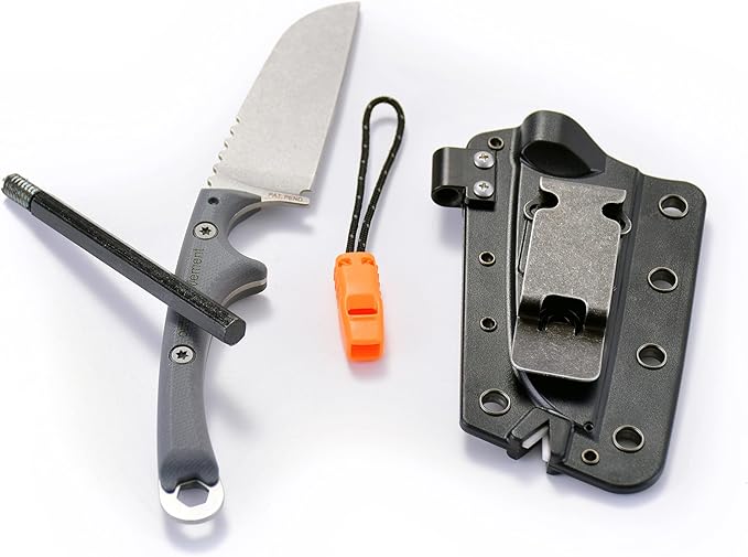 Slicer Feather - Fixed Blade Camp Kitchen Survival Knife with built-in Firestarter for Camping Hunting Outdoor Adventure and Culinary Needs - Full Tang VG10 Blade G10 Scales Loud Whistle Knife Sh
