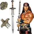 Conan The Barbarian Sword – Real Full Tang Atlantean Swords | 5160 Carbon Steel Brass Fittings &amp Leather Sheath | Medieval Fantasy King Sword Prop | Gift for Him Christmas Viking Gift for Him
