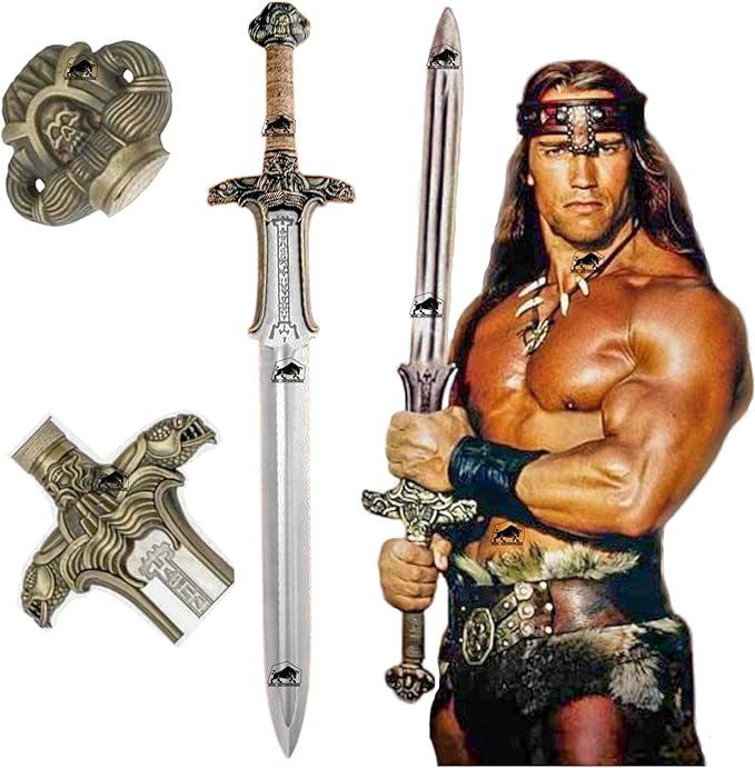 Conan The Barbarian Sword – Real Full Tang Atlantean Swords | 5160 Carbon Steel Brass Fittings &amp Leather Sheath | Medieval Fantasy King Sword Prop | Gift for Him Christmas Viking Gift for Him