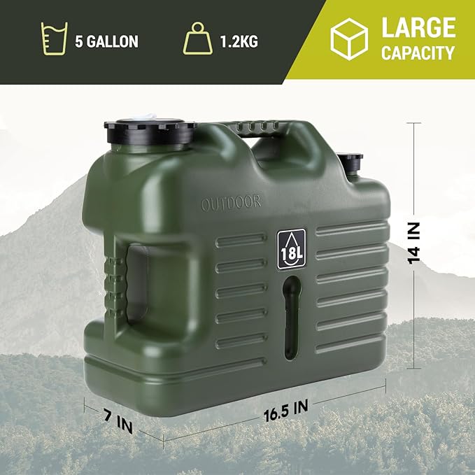5 Gallon Camping Water Jug with Spout Portable BPA Free Water Container with Spigot for Outdoor Hiking
