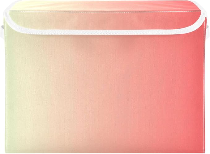 Peach Gradient Storage Bins with Lid Foldable Home Storage Qt Storage Bins with Lids for School Supply Office Basket