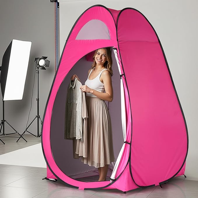 Pop Up Pod - Privacy Shower Tent with Carry Bag Dressing Room Instant Portable Toilet Stall for Camping Beach or Tailgate (Pink)