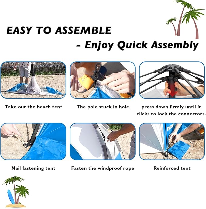 Beach Tent Pop Up Shade Instant Beach Tents Sun Shelter with UPF 50+ UV Protection Lightweight &amp Easy Setup Tent