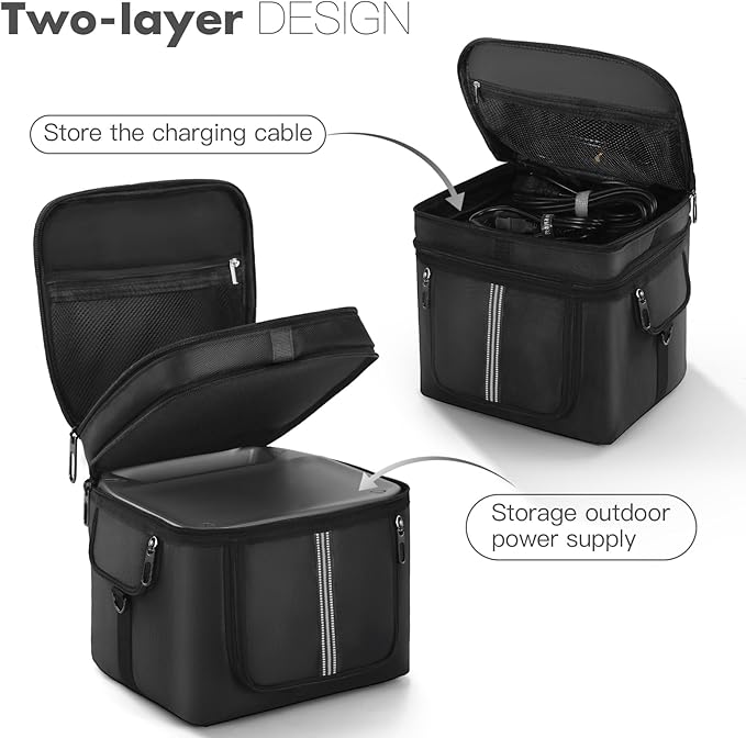 Portable Power Station Carrying Case Bag Compatible with ECOFLOW RIVER 2 Pro Power Station Generator Protective Shoulder Storage Bag Cover with Pocket for Outdoor Travel Camping Charging