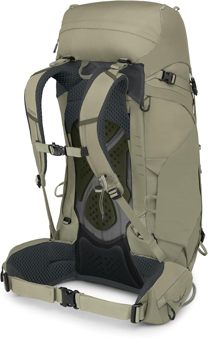 Osprey Kestrel 48L Men's Backpacking Backpack - Hiking &amp Camping Bag with Waterproof Raincover Olive Tan Large/X-Large