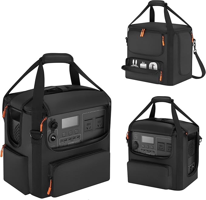 Portable Power Station Carrying Bag Compatible with BLUETTI AC180 Power Station Storage Case for Charging Cable and Accessories (BLACK Without Retractable Handle)