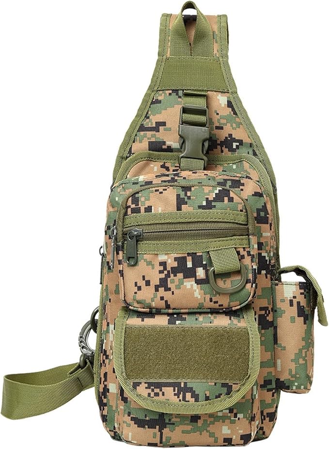 Tactical Chest Pack Military Molle Bag Men's Outdoor Sling Crossbody Bag(Brown Grey)