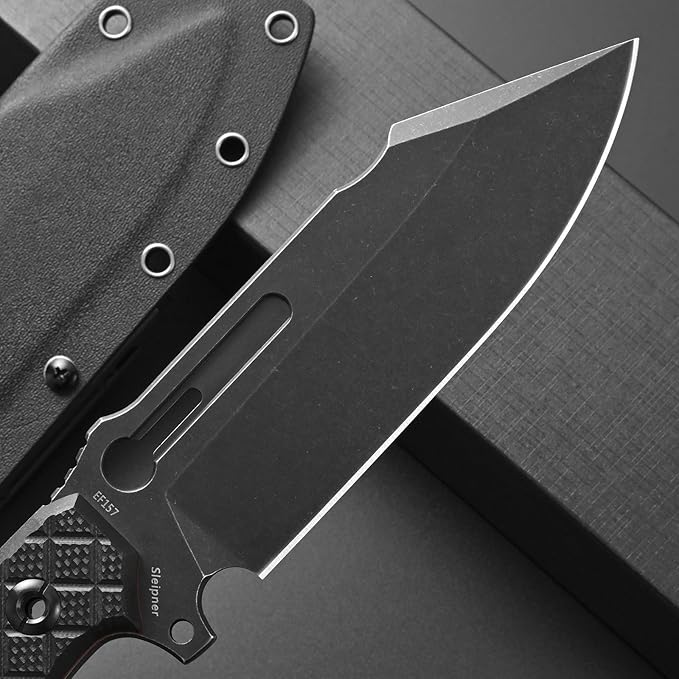 Eafengrow EF157 Fixed Blade Knife Sleipner Stainless Steel Blade Full Tang G10 Handle EDC Straight Knifes for Working Camping Hunting Adventure