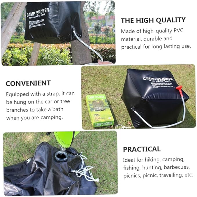 UKCOCO 1Set Portable Solar Shower Bag Capacity Camping Shower Pouch for Outdoor Activities Durable Material for Easy Use for Hiking Beach and Travel