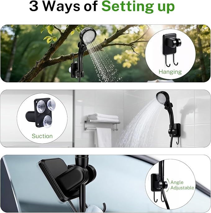 Portable Camping Shower with Heater Long-Lasting 6000mAh Rechargeable Camping Shower with Sprayer Head4 Spray ModesIPX7 Waterproof Outdoor Camp Pump for Hiking Travel Car Pet