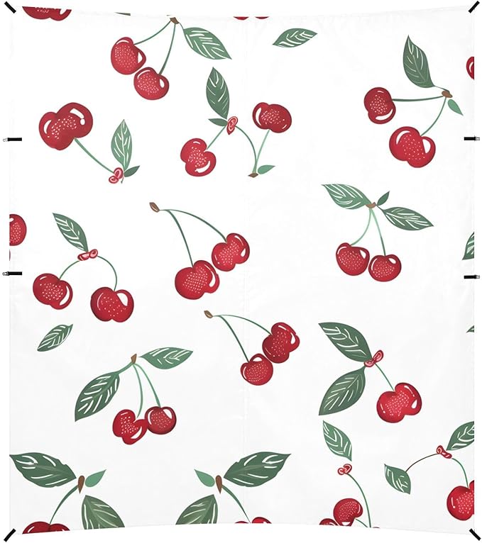 ALAZA Cherry on White Pattern Beach Tent Sun Shelter Portable Canopy Sunshade for Outdoor Camping Picnics Backyard Fun 10x9 ft