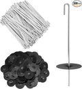 QWORK 200-Pack Stainless Steel Solar Panel Guard Clips with Self-Locking Washers and J Hooks –UV-Protected Animal Guard Fastener Clips for Bird Wire &amp Pigeon Fencing 38mm Clip Width