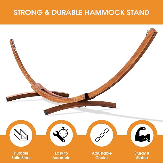 Lazy Daze Hammocks 12 FT 2 Person Double Quilted Hammock with Curved Steel Heavy Duty Stand and Pillow for Outside Backyard Patio 450 Lbs Capacity Dark Grey
