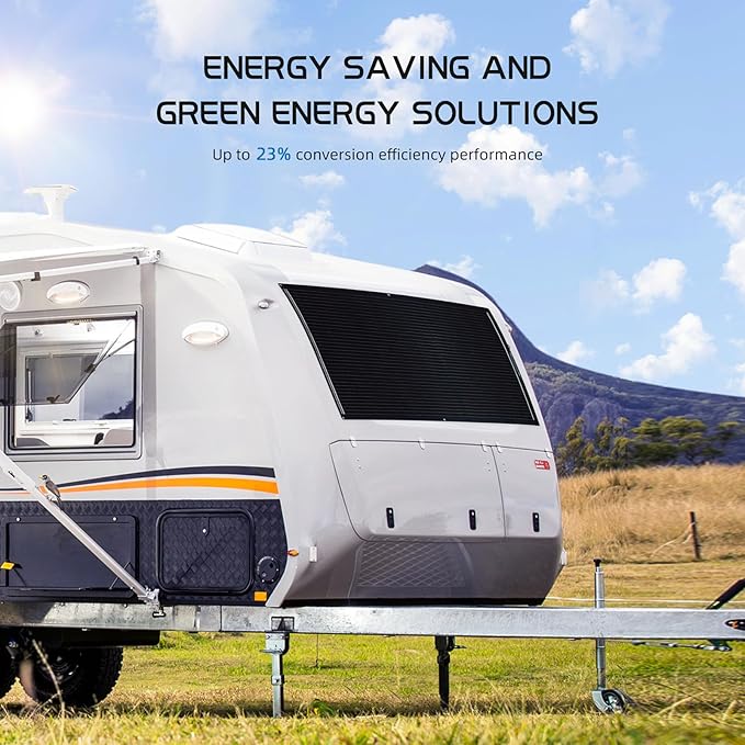 Flexible Solar Panel 300W /2PCS 150W Fiberglass Monocrystalline Lightweight Module for Off-Grid RV Boat Van Cabin Uneven Surfaces 12V/24V Battery Charge (4)