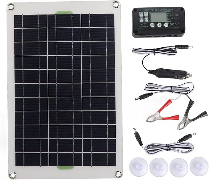 30A MPPT Solar Controller and Solar Panel Kit 12V 24V 50W Solar Panel Charger Battery Charger for RV Trailer Boat Marine Camping Emergency