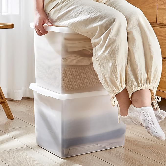 15 Quart Stackable Plastic Storage Bins with LidsContainer to Organize Shoes and Crafts on Closet ShelvesGarage Totes Tubs Boxes Organizing 4 Pack (4L)