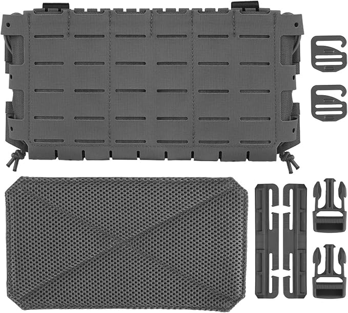 Multifunctional Tactical Chest Mag Pouch Plate Hook and Loop Tactical Panel for 556 Mag Multipurpose MOLLE Front Flap Walkie Talkie Bag Hanging Panel
