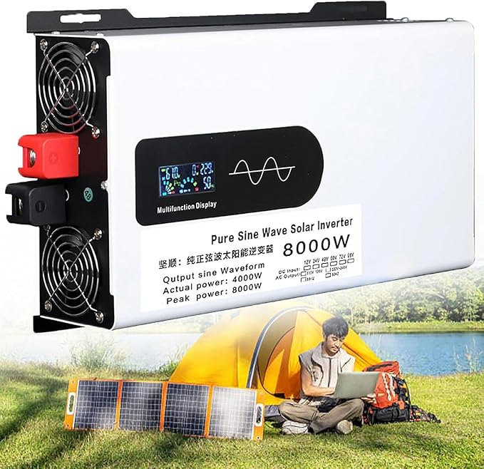 High Power Pure Sine Inverter Voltage Converter 5000W 6000W 8000W Solar Inverter 12V 24V 48V 60V 72V DC to 110V 220V AC Car Inverter Home Transformer with Display for Auto Trucks~/