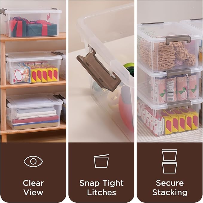 Citylife 17 QT Plastic Storage Bins with Lids Large Stackable Storage Containers for Organizing Clear Storage Box for GarageClosetClear White5 Packs