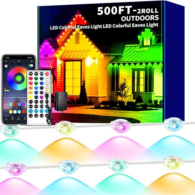 500FT Permanent Outdoor Lights House Outside Permanent Christmas Lights App/Remote Control IP67 Waterproof Permanent led Lighting for house roof decor Christmas Daily &amp Holiday Party Decor