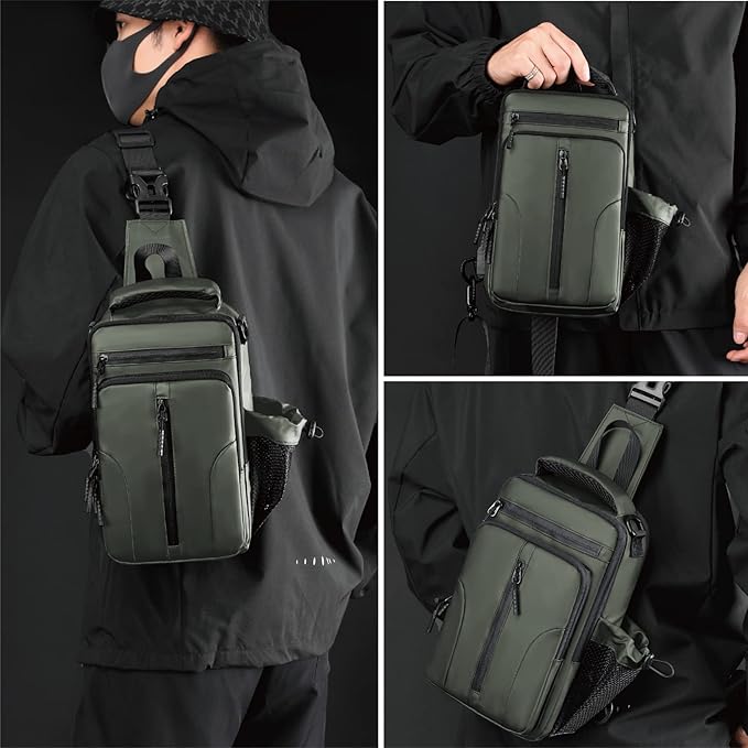 Anti Theft Crossbody Backpack Shoulder Sling Bag Men Women One Strap Motorcycle Messenger Bag Daypack for Cycling