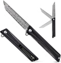 REMETTE Damascus Pocket Knife GD22K Flipper Open Tanto Blade Damascus Steel Folding Pocket Knives with Pocket Clip G10 Handle Men Women Sharp EDC Pocket Knife Camping Hiking Gift