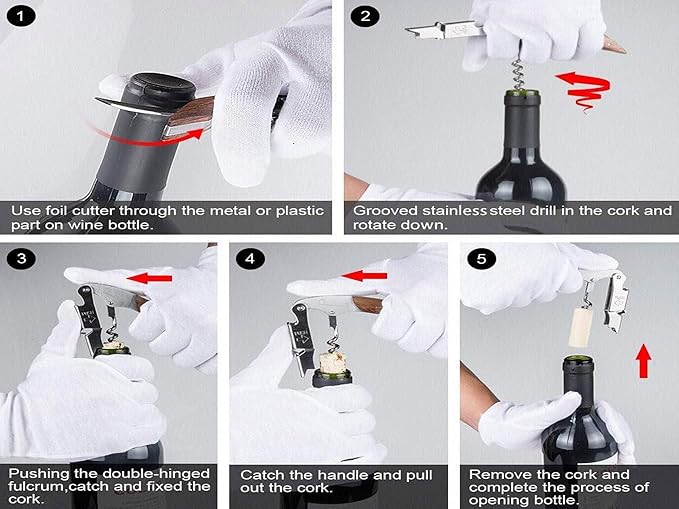 Professional Waiter Corkscrew Wine Key for Bartenders Set of 3With Long Rosewood Handle Stainless Steel Handle Wine Opener for Bar Restaurant Waiters Sommelier Bartend (Rose Wood 3 Packs)