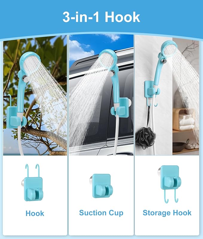 WADEO Portable Shower for Camping 6000mAh Outdoor Electric Shower Rechargeable Pump with Intelligent Digital Display Camping Shower Head Nozzle for Camping Hiking Traveling Washing