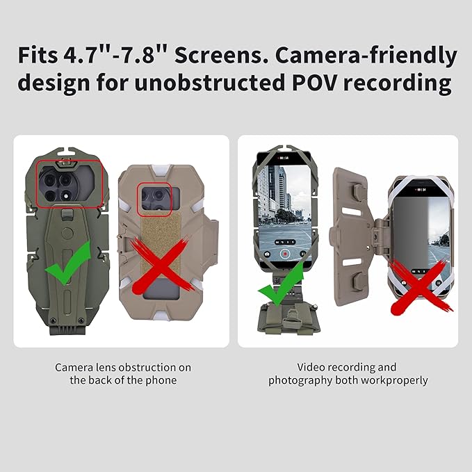 Tactical Gear Plate Carrier Vest Accessories 90° Rotating MOLLE Phone Holder for 4.7-7.8 Screens Foldable Tactical Phone Chest Mount Holder for Police &amp Airsoft Gear