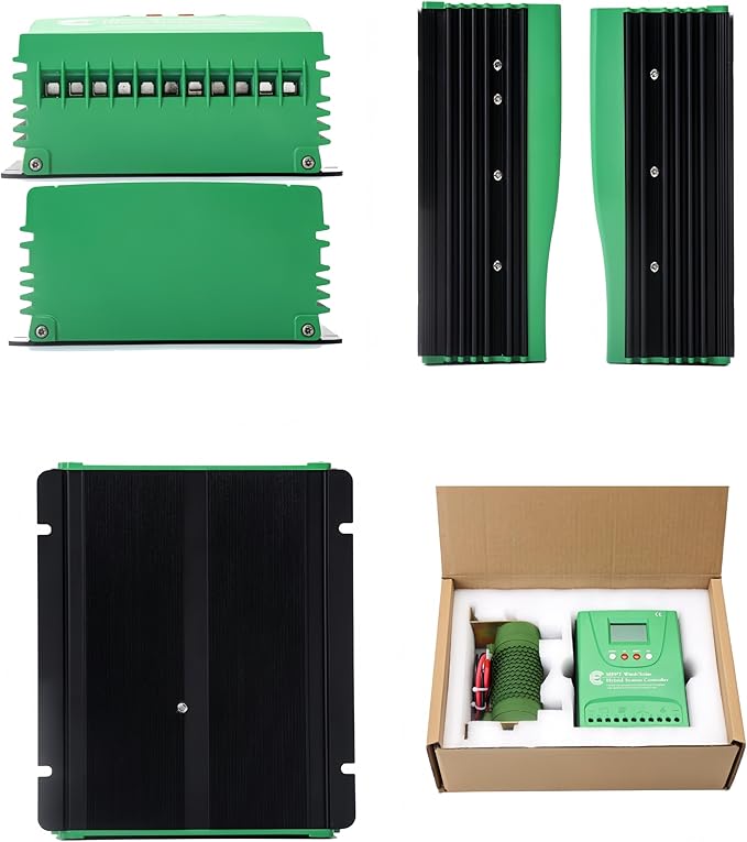 2000W Wind Solar Hybrid Charge Controller 1000W Wind Turbine &amp 1000W Solar Panel Charge Controller 12V/24V Battery Off Grid MPPT Boost Charge Regulator with Dump Load for Home Street Light