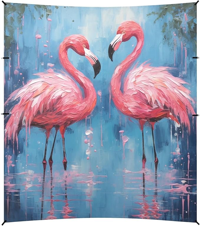 ALAZA Two Pink Flamingo Beach Tent Sun Shelter Portable Canopy Sunshade for Outdoor Camping Picnics Backyard Fun 10x9 ft