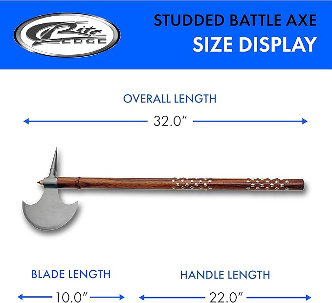 SZCO Supplies 32 Medieval Replica Studded Battle Axe (882439)