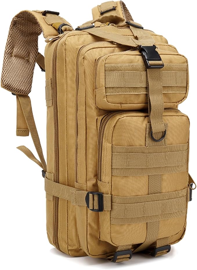 Men's 35L Hiking Backpack Oxford Cloth Outdoor Tactical Rucksack Large Capacity Camping Travel Daypack Duffel Bag (Brown)
