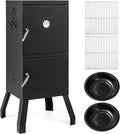 Giantex Outdoor Smoker with Double Doors 2 Detachable Grill Netting Smoking Racks Charcoal Pan &amp Water Pan 4 Air Vents Thermometer Vertical Charcoal Smoker for Barbecue Camping Backyard Grill