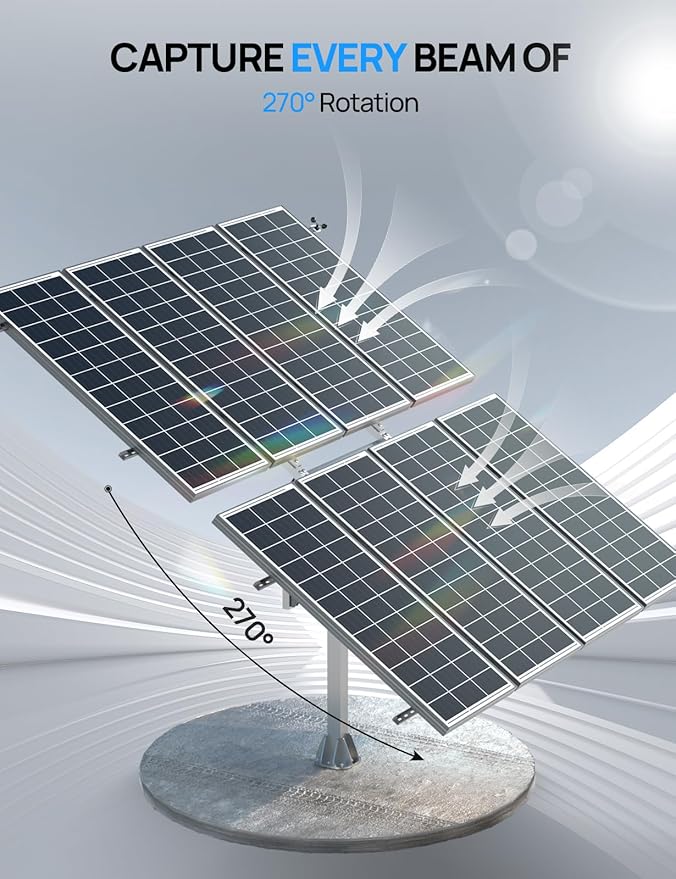 ECO-WORTHY Solar Panel Dual Axis Tracking System (Expanded Version Increase 40% Power) with Tracker Controllerfor 10PCS 100W/8PCS 200W/4PCS 400WHigh Stability Multi-Angle Adjustment for Yard/Farm