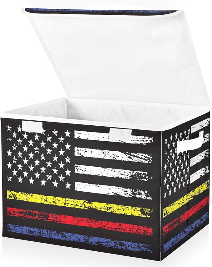 United States Of America Flag with Blue Red Usa Storage Box with Lid Stackable Cube Storage Storage and Organization for