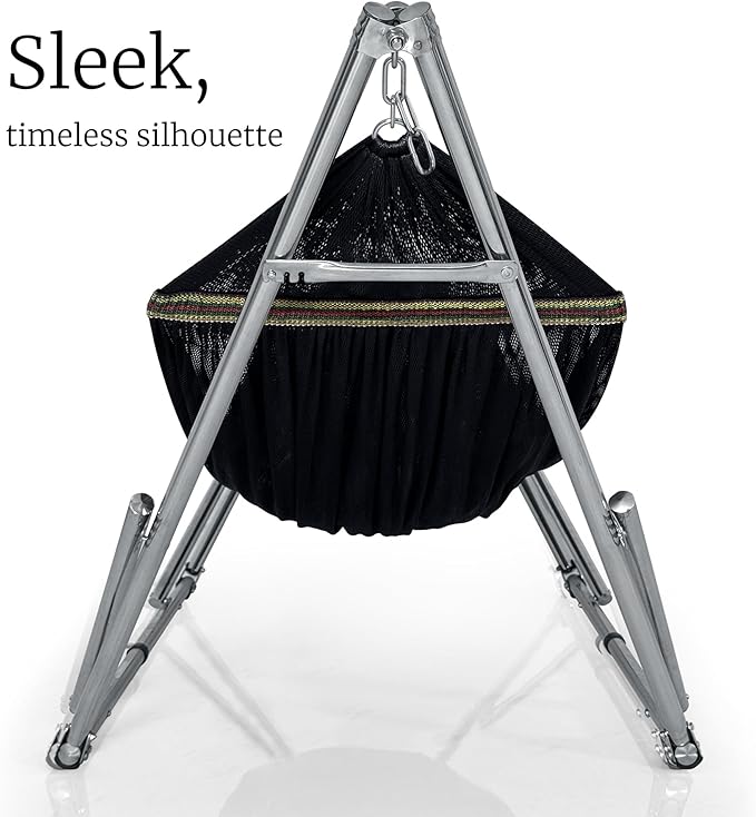 Tranquillo Adjustable Hammock Stand Collapsible Camping Hammock and Stand 650 lbs Capacity Deluxe Double Hammock Stand for 2 Persons Portable Everywhere Easy Assembly Non-Slip and Noise-Free Black