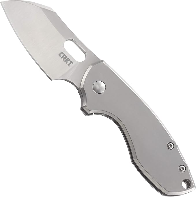 CRKT Pilar EDC Folding Pocket Knife: Compact Everyday Carry Satin Blade with Finger Choil Thumb Slot Open Frame Lock Stainless Handle Reversible Pocket Clip 5311