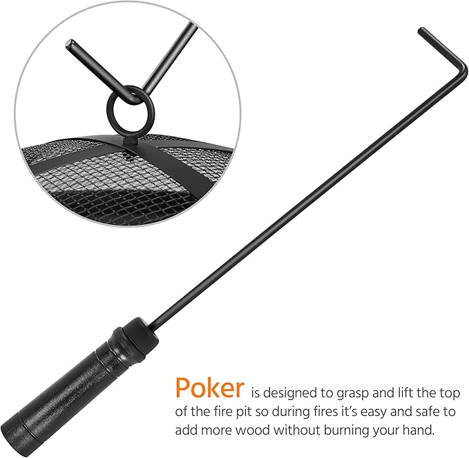 Yaheetech Fire Pit 22in Folding Firepits BBQ Fireplace with Steel Grill Cooking Grate and Poker for Outdoor Camping &amp Bonfire