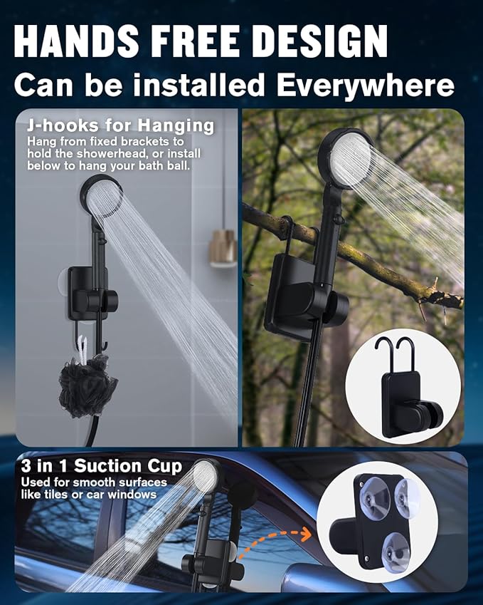 Spopal Portable Shower for Camping with 5-Gallon Water Jug [Upgraded] 10000mAh Rechargeable Camping Shower with 5 Adjustable Speeds Food Grade Material Water Containers for Hiking Travel Car Pet