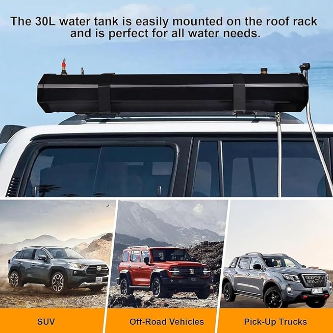 Pressurized Water Tank for Camping ShowerOutdoors Activities Portable Camping Showerhead Handheld18L20L30L Optionalfor Vehicle Truck SUV Sedan RV (30L)
