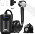 8000mAh Portable Camping Shower 10-Speed Camp Shower Pump LED Display 4 Spray Modes IPX8 Waterproof Outdoor Shower Kit for Hiking Travel Pet Car Wash