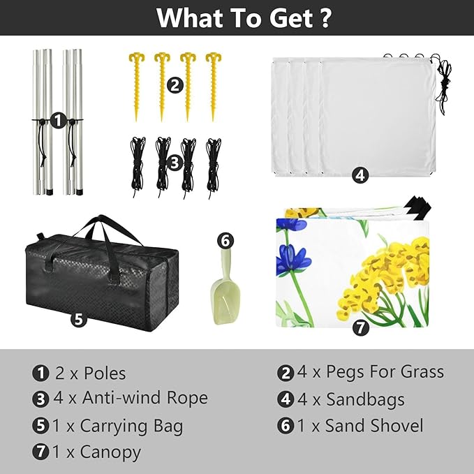 Beach Canopy with Windproof Ropes &amp Sandbags Beach Tent Sun Shade Sun Shelter for Camping Trips Fishing Backyard Fun or Picnics Botanical