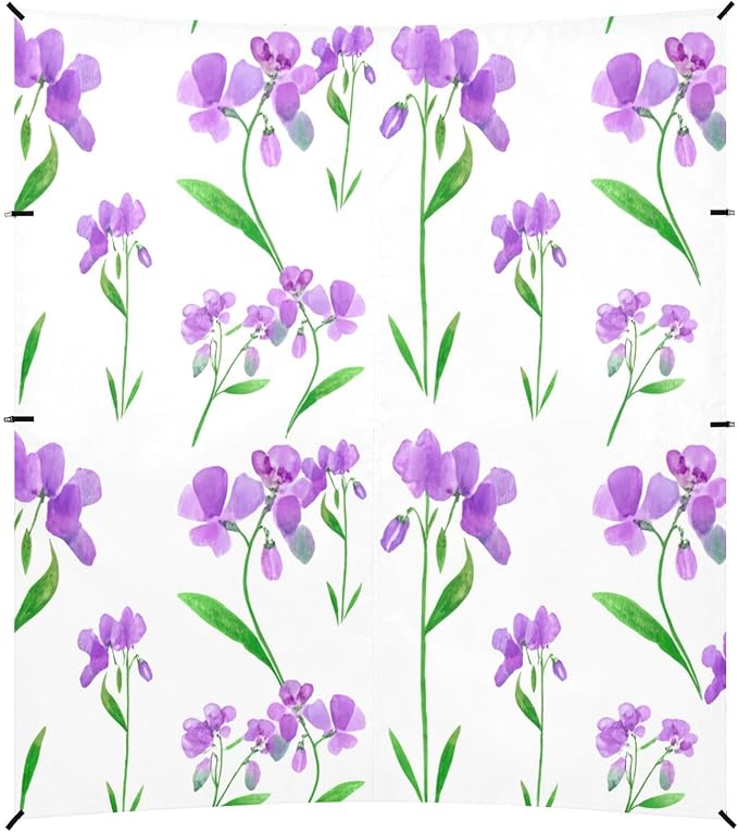 Beach Canopy with Windproof Ropes &amp Sandbags Beach Tent Sun Shade Sun Shelter for Camping Trips Fishing Backyard Fun or Picnics Purple Flowers