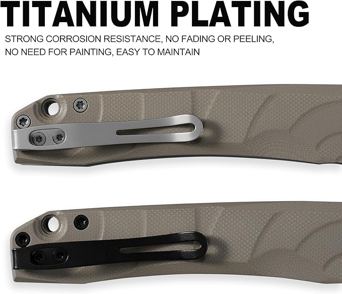 Petrified fish PFP11 Ripple Folding Knife3.78 14C28N Steel Hollow Blade G10 Handle Folding Pocket Knife for Camping EDC Outdoor (Khaki Black Stonewashed)