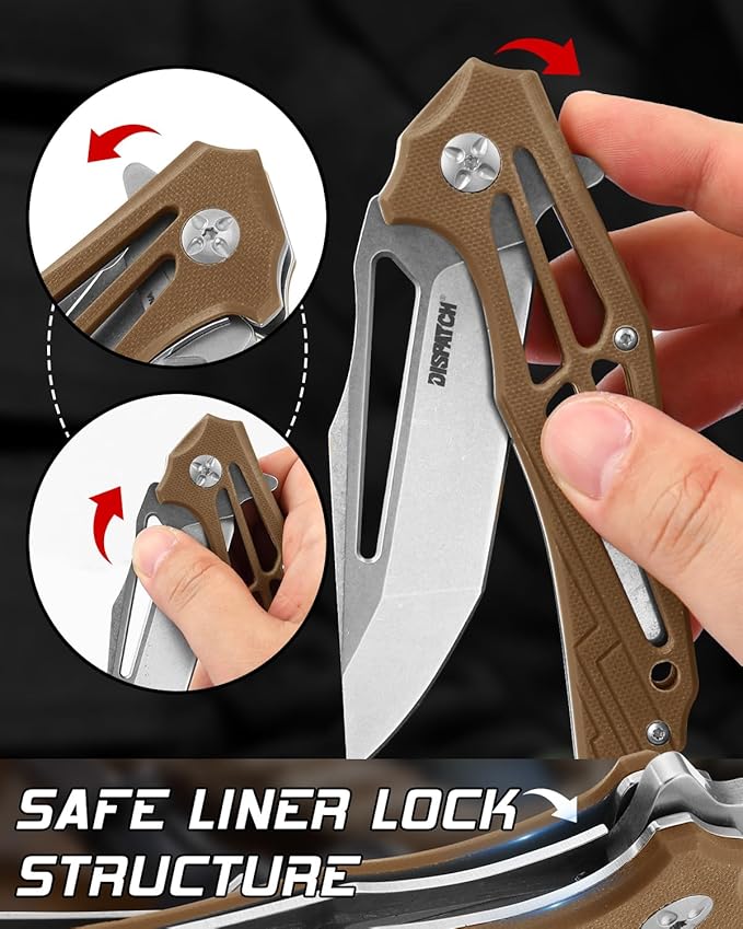 Dispatch Folding Pocket Knife with Clip 3.54 inch 8Cr13MoV Steel Tanto Point Blade with G10 Handle Small EDC Knives for Men Women Outdoor Camping Hunting Hiking Survival Pocketknife