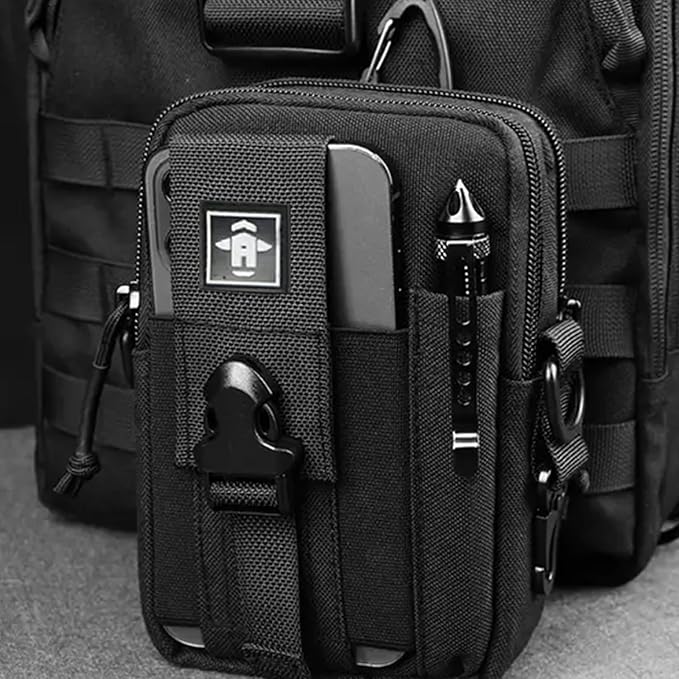 Outdoor Sports Men's Fanny Pack Multifunctional Shoulder Crossbody Work Site Bag Wear-Resistant Waterproof 7 Inch Cell Phone Bag Tactical Tool Bag Hunting Bag