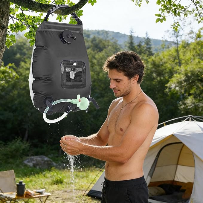 Solar Showers for Camping | 5 Gallon/20L Solar Removable Bath Tool with Shower Head and Hose | Camp Shower Bag | for Outdoor Beach Indoor Home Cabin Field Glamping Backyard Balcony Deck