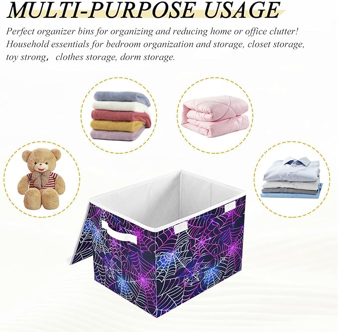 senya Halloween Baskets Collapsible Storage Bins with Lids Halloween Spider Web A Storage Boxes Clothes Baskets for Organizing